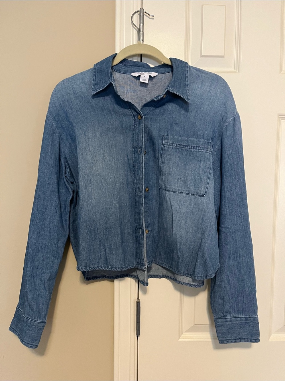 Old Navy Light Blue Cropped Denim Shirt
